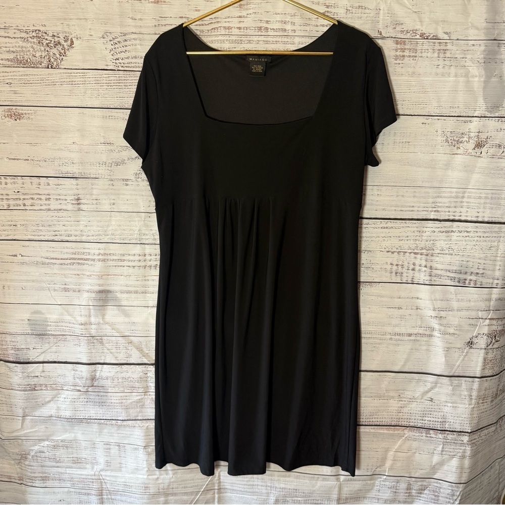Black Mini Dress with Empire Waist Stretchy Comfy